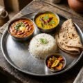 Katra vegetarian food - rajma chawal thali served at a dhaba near Vaishno Devi