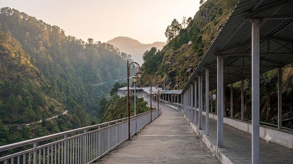 Tarakote Marg vs old route at Vaishno Devi showing the wide paved path up Trikuta Hills