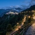 Vaishno Devi 2-day itinerary trek route lit up the Trikuta hills toward Bhawan at dusk