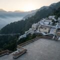 Vaishno Devi Atka Aarti setting at Bhawan complex on Trikuta hills at dawn
