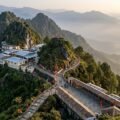 Vaishno Devi cave darshan complex at Bhawan on the Trikuta Hills at dawn